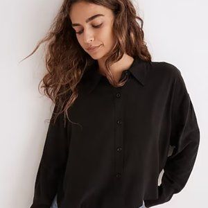 Madewell Lusterweave Hartfield Crop Shirt in Black